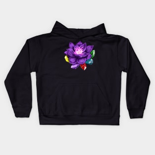 Black Lotus Flower And Crystals Kids Hoodie